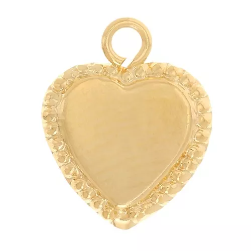 9.5x8mm Heart charm with small balls - Gold filled x1