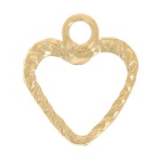 8x7mm Mini hollow heart charm rope effect - Gold filled x1