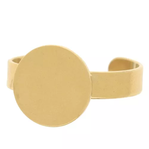 316L stainless steel Adjustable tray ring for 12mm flat back cabochon - Gold x1