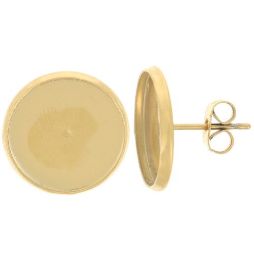 14mm 304 stainless steel earstuds for flat back cabochon x2