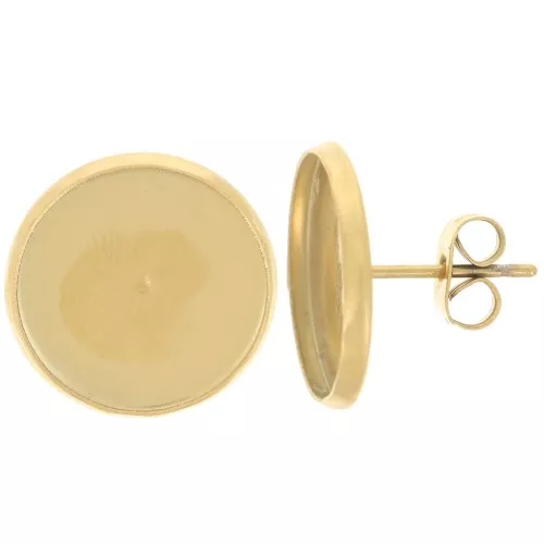 14mm 304 stainless steel earstuds for flat back cabochon x2