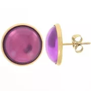 14mm 304 stainless steel earstuds for flat back cabochon x2