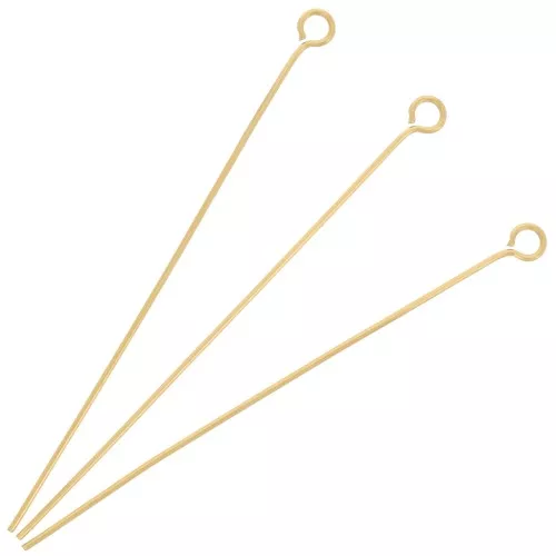 50x0.6mm 304 stainless steel eye pins - Gold x10