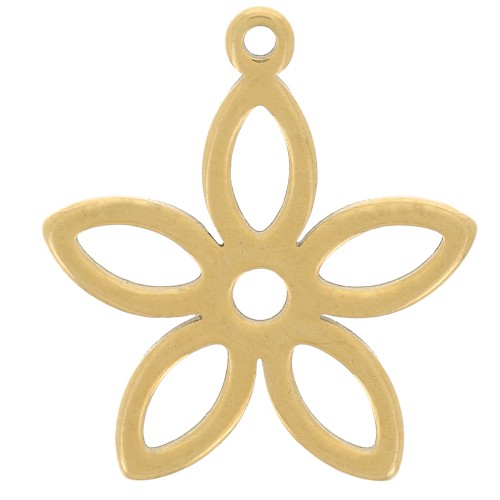 17.5x16mm 304 Stainless Steel Hollow Flower Pendant - Gold x1