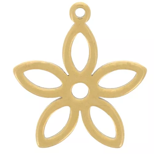 17.5x16mm 304 Stainless Steel Hollow Flower Pendant - Gold x1
