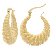 25mm 304 Stainless Steel Curved Twisted Hoops - Gold x2|raw }}