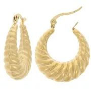 25mm 304 Stainless Steel Curved Twisted Hoops - Gold x2