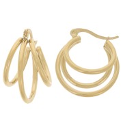 24mm 304 stainless steel 3 wires hoop earrings - Gold x2