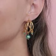 24mm 304 stainless steel 3 wires hoop earrings - Gold x2