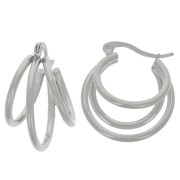 24mm 304 stainless steel 3 wires hoop earrings x2