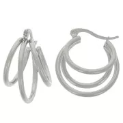 24mm 304 stainless steel 3 wires hoop earrings x2