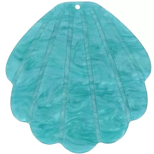 50x48mm Acetate Shell Pendant - Peacock Blue Pearl x1