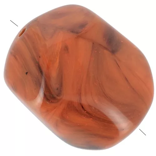 22x17mm Irregular baroque bead in opaque resin - Terracotta marbled x1