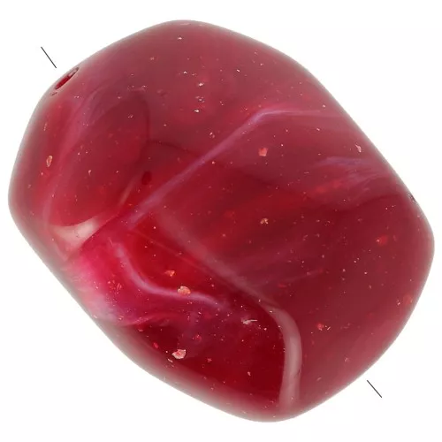 Irregular baroque bead in opaque resin 22x17 mm - Dark red marbled with glitter