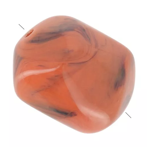 22x17mm Irregular baroque bead in opaque resin - Terracotta marbled x1