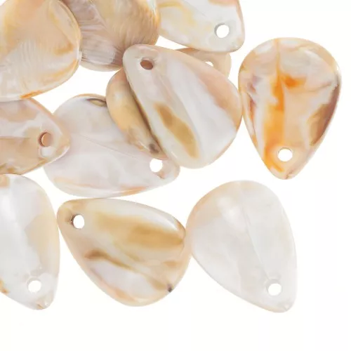 17mm Acrylic Curved Flower Petal Sequin - Marbled beige - Brown x15