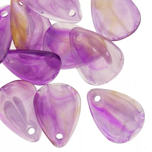 17mm Acrylic Curved Flower Petal Sequin - Marbled Dark Violet x15