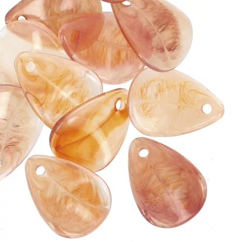 17mm Acrylic Curved Flower Petal Sequin - Marbled Amber x15