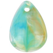 17mm Acrylic Curved Flower Petal Sequin - Green Marbled - Blue x15