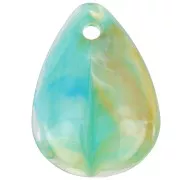 17mm Acrylic Curved Flower Petal Sequin - Green Marbled - Blue x15