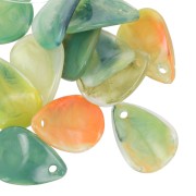 17mm Acrylic Curved Flower Petal Sequin - Green Marbled - Orange x15|raw }}