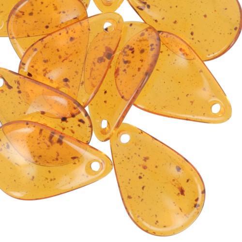 24.5mm Acrylic Curved Flower Petal Sequins - Mottled Amber x6