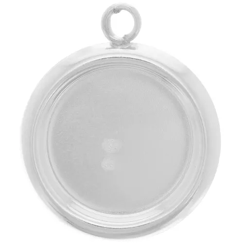 14mm 925 Sterling Silver Round pendant with rim for flat cabochon - x1