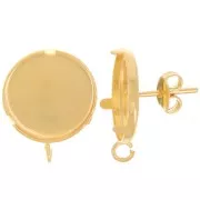 15mm earStuds set for cabochon - open back - Fine gold plated x2
