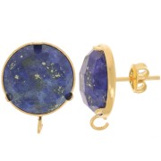 15mm earStuds set for cabochon - open back - Fine gold plated x2