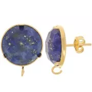15mm earStuds set for cabochon - open back - Fine gold plated x2