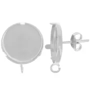 15mm earStuds set for cabochon - open back - Fine Silver plating x2