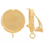 Ear clips set for 15mm cabochon - open ring - Fine gold plated x2