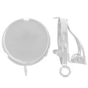 Ear clips set for 15mm cabochon - open ring - Fine Silver plating x2