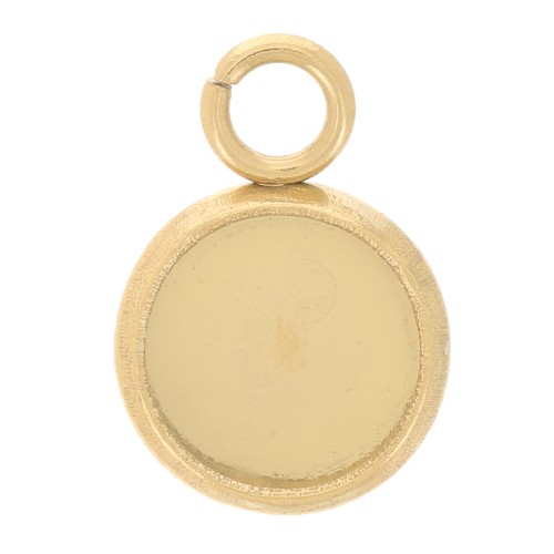 304 stainless steel Pendant setting for 6mm flat-back cabochon - Gold x1