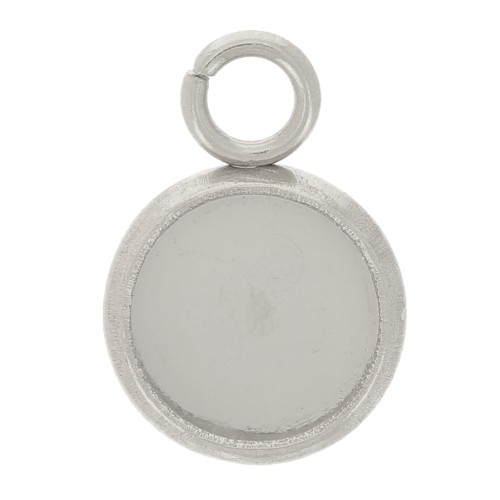 304 stainless steel Pendant setting for 6mm flat-back cabochon x1