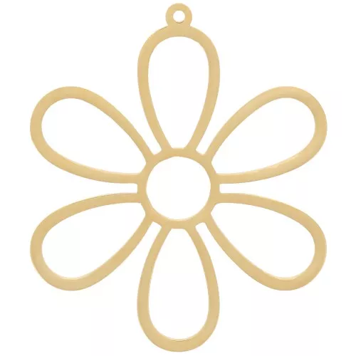 27.5mm 304 stainless steel, gold-plated hollow flower pendant x1