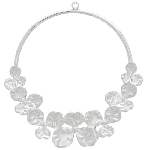 38mm 304L stainless steel circle pendant with flowers x1