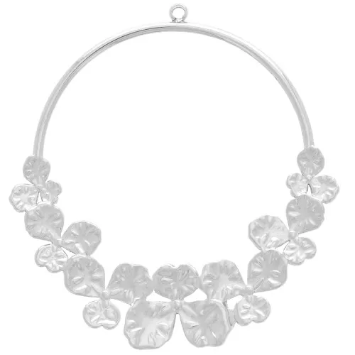 38mm 304L stainless steel circle pendant with flowers x1