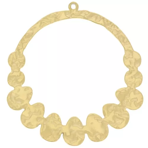 38mm 316L stainless steel circle pendant with flowers - Gold x1