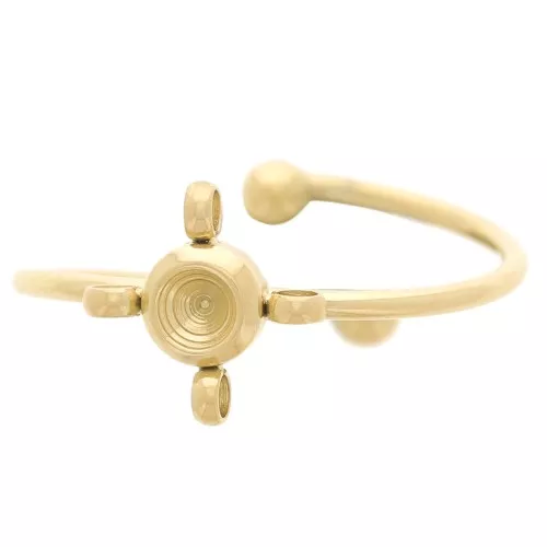 304L st. steel ring T54 to T58 with 4 rings for 1088 3mm cabochon Gold x1