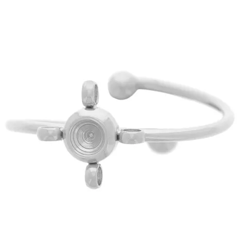 304L st. steel Adjustable ring T54 to T58 with 4 rings for 1088 3mm cabochon x1