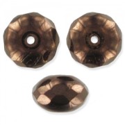 Fire Polished Donut-shaped 9x6mm Dark Bronze x25