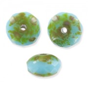 Donuts 7x4 mm Opaque Turquoise Travertine x25
