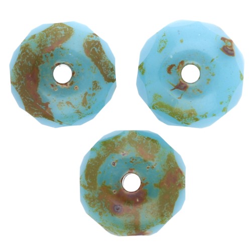 Donuts 7x4 mm Opaque Turquoise Travertine x25