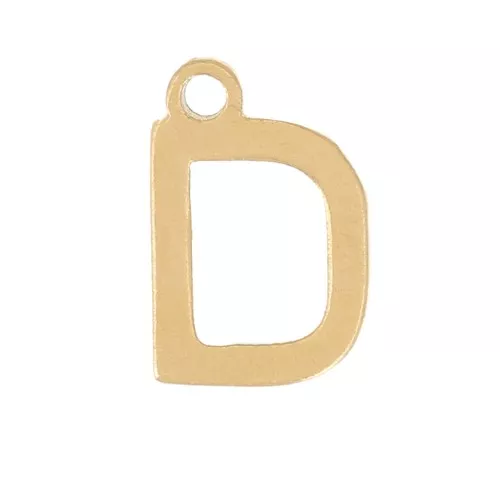 Stainless Steel 304 7mm Charm letter alphabet - D - Gold x1