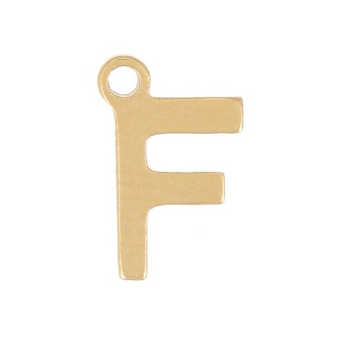Stainless Steel 304 7mm Charm letter alphabet - F - Gold x1