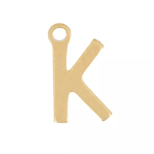 Stainless Steel 304 7mm Charm letter alphabet - K - Gold x1