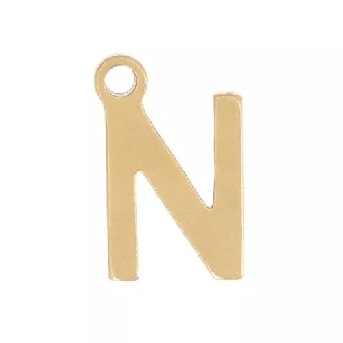 Stainless Steel 304 7mm Charm letter alphabet - N - Gold x1
