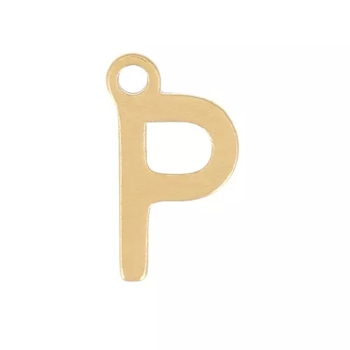 Stainless Steel 304 7mm Charm letter alphabet - P - Gold x1