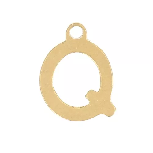 Stainless Steel 304 7mm Charm letter alphabet - Q - Gold x1
